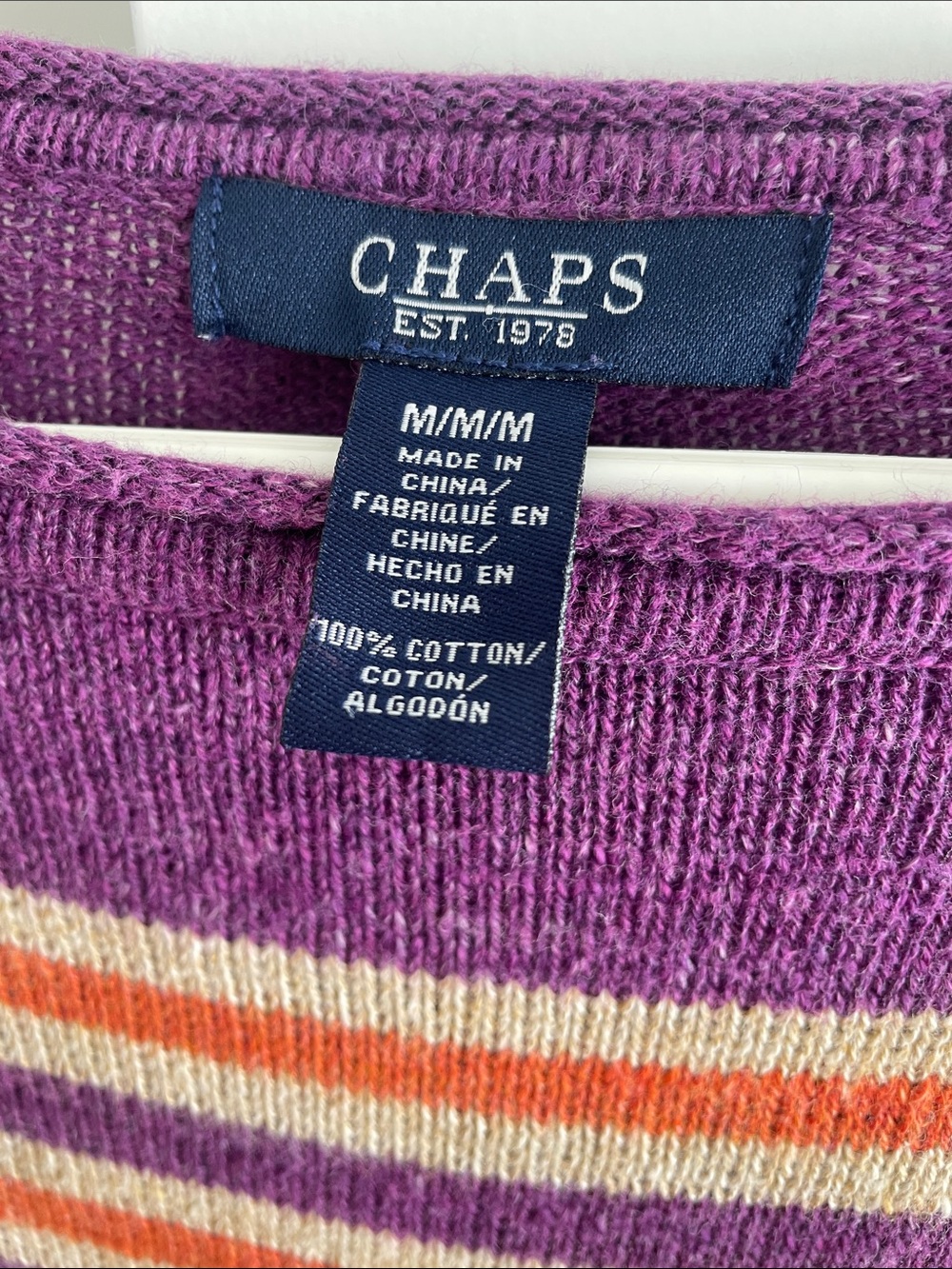 Chaps Purple Aztec Geometric Crewneck Sweater - Picture 2 of 4